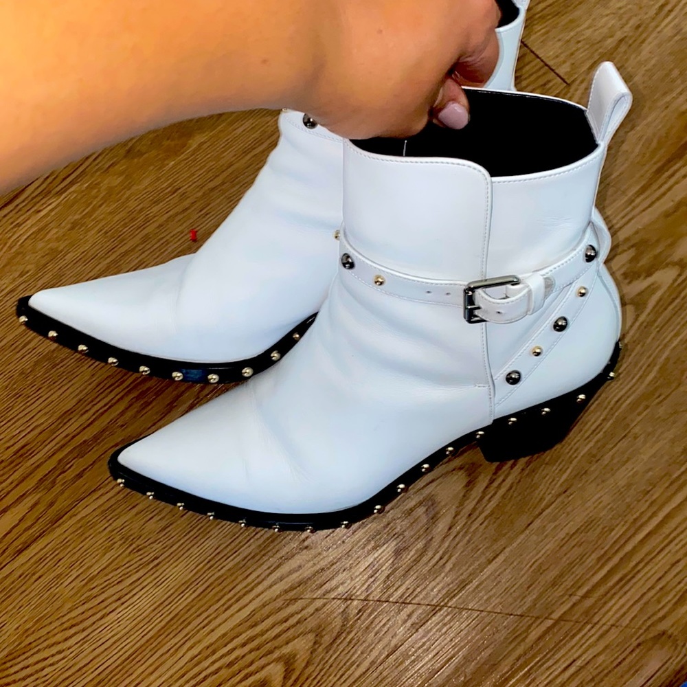 Versace White Leather Bootie with Hooks - Picture 1 of 9